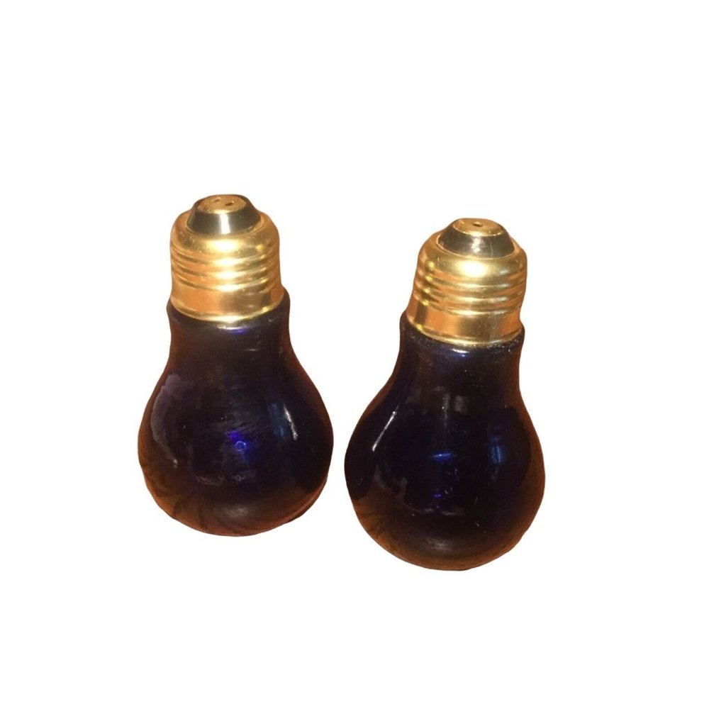 Blue Light Bulb Salt & Pepper Shaker Set